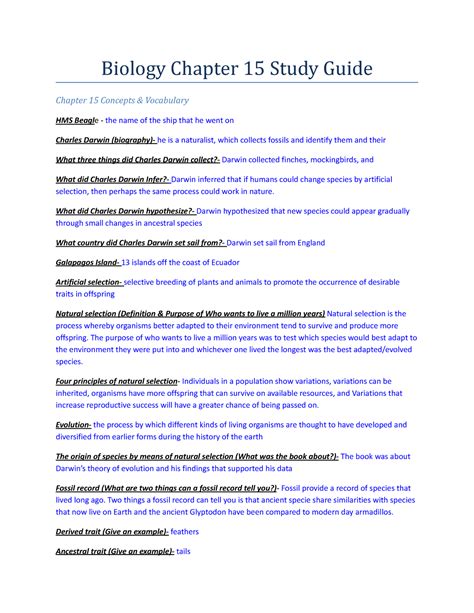 Chapter 15 Study Guide Biology Corner Answers PDF