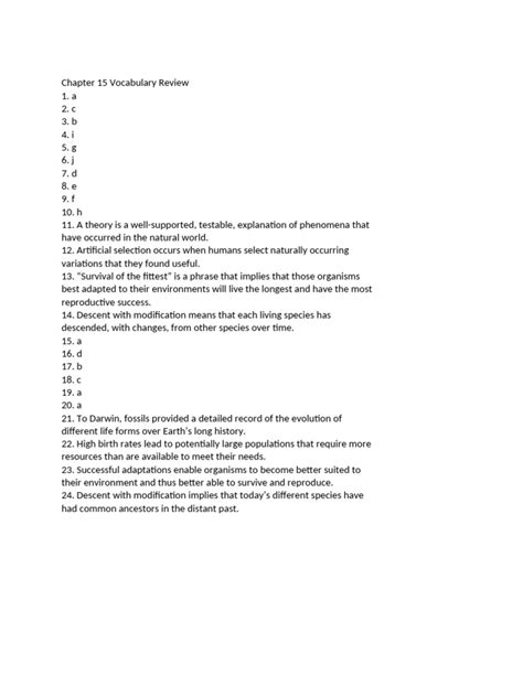 Chapter 15 Vocabulary Review Answer Key Reader