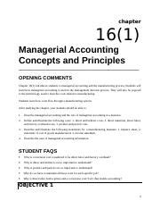 Chapter 16 Managerial Accounting Concepts And Principles Solutions PDF