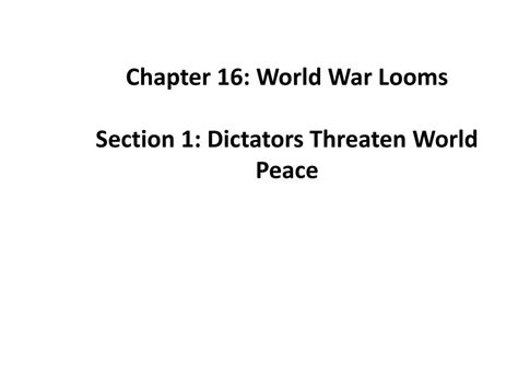 Chapter 16 Section 1 Dictators Threaten World Peace Answer Key Kindle Editon