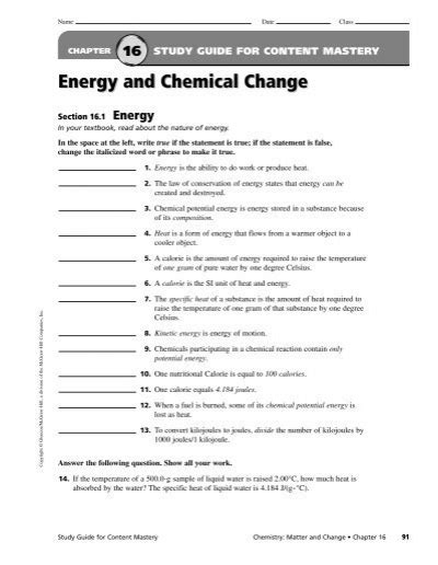 Chapter 16 Study Guide For Content Mastery Answers Chemistry Epub