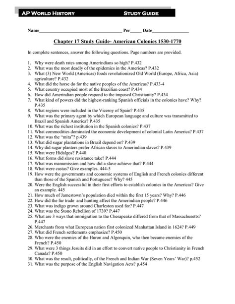 Chapter 17 Study Guide Answers Doc