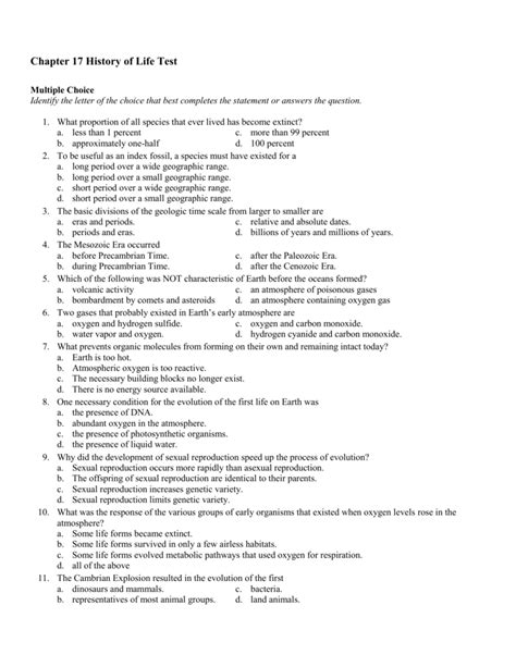 Chapter 17 The History Of Life Work Answer Key Doc