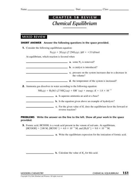 Chapter 18 Chemical Equilibrium Answer Key Epub