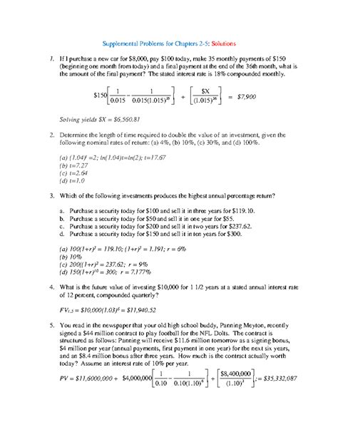 Chapter 2 Supplemental Problems Answers Kindle Editon