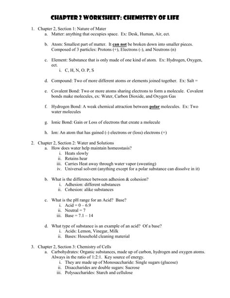 Chapter 2 The Chemistry Of Life Test B Answer Key Reader