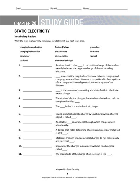 Chapter 20 Static Electricity Answer Key Kindle Editon