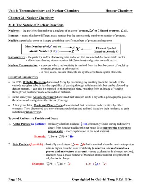 Chapter 21 Review Nuclear Chemistry Answer Key Doc