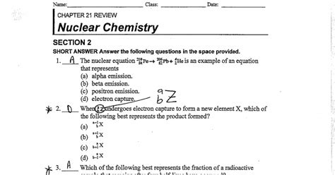 Chapter 21 Review Nuclear Chemistry Section 4 Answers Doc