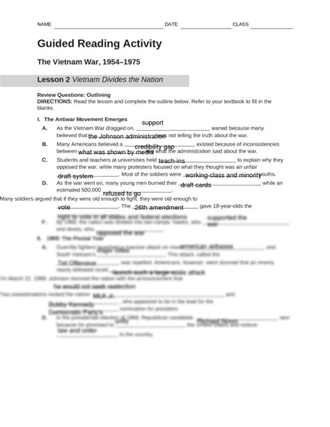 Chapter 22 Vietnam Guided Reading Answers Doc