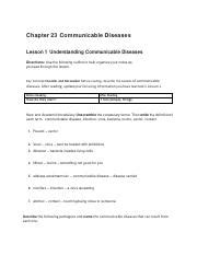 Chapter 23 Communicable Diseases Answers Doc