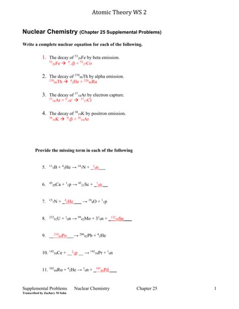 Chapter 25 Supplemental Problems Nuclear Chemistry Answers Kindle Editon