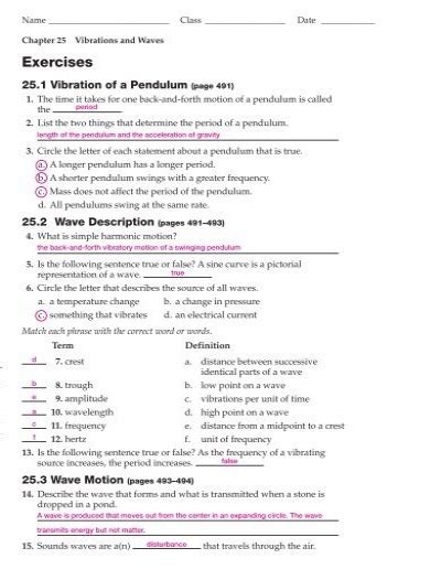 Chapter 25 Vibrations Waves Answers Doc