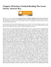 Chapter 28 Section 3 Guided Reading The Great Society Answers Epub