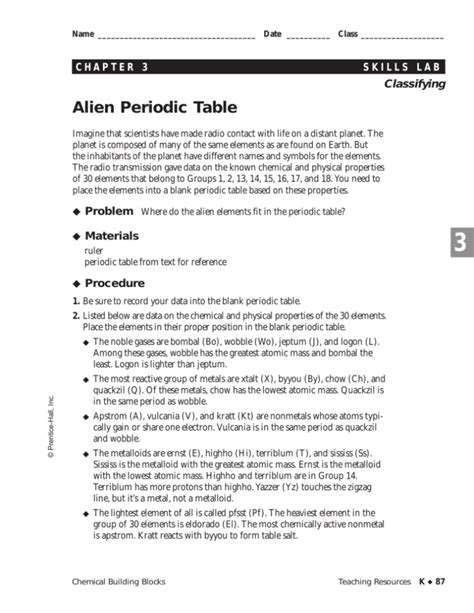 Chapter 3 Skills Lab Alien Periodic Table Answers Kindle Editon