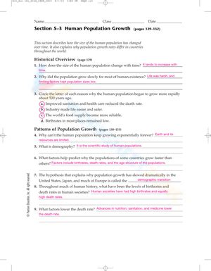 Chapter 5 3 Human Population Growth Answer Key Doc