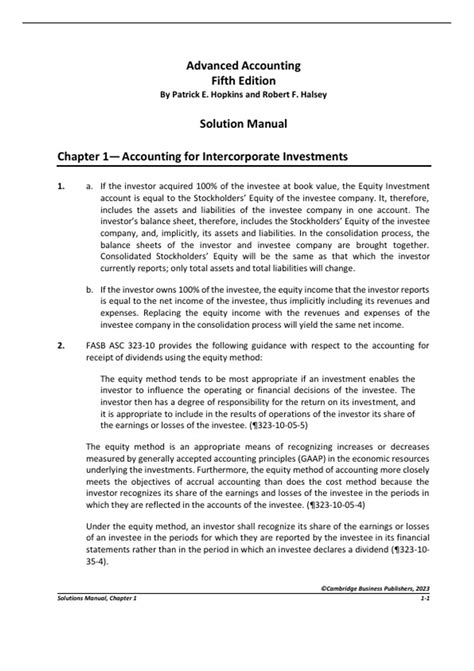 Chapter 5 Advanced Accounting Solutions Halsey Reader