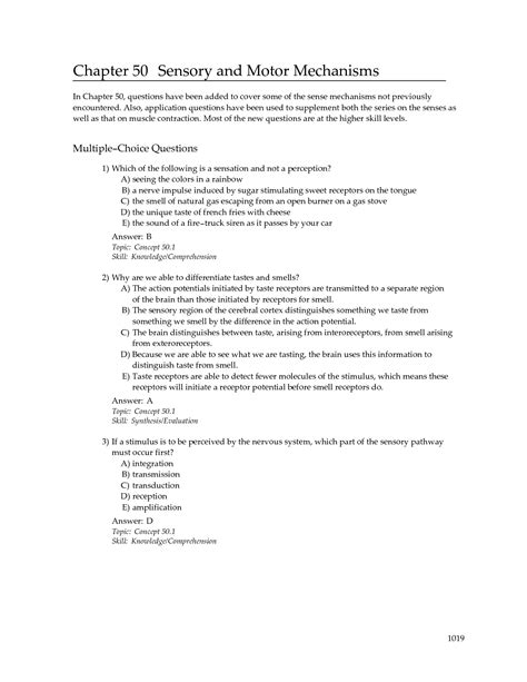 Chapter 50 Sensory And Motor Mechanisms Answers Epub