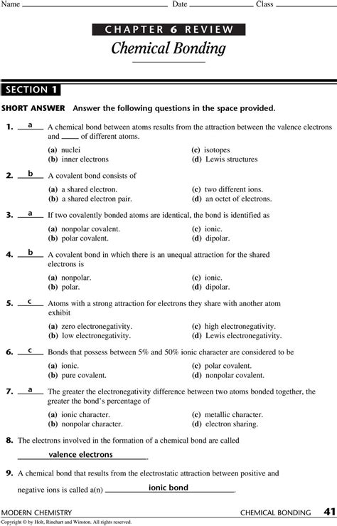 Chapter 6 Chemical Bonding Answers Kindle Editon