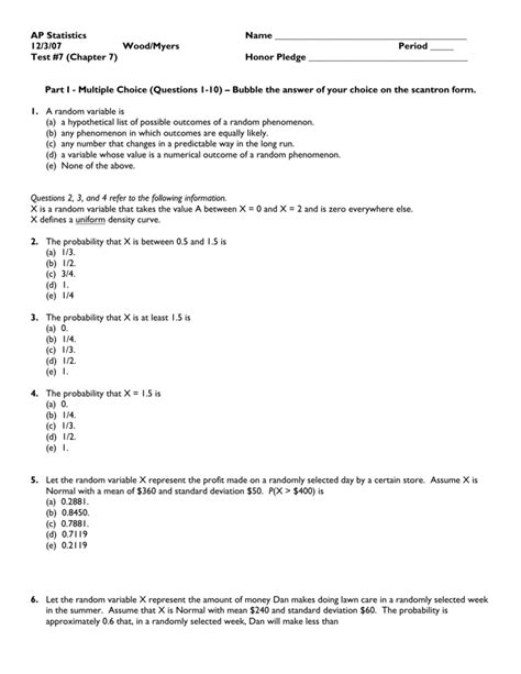 Chapter 7 Ap Statistics Test Answers Epub