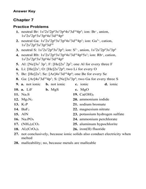 Chapter 7 Chemistry Answer Key PDF