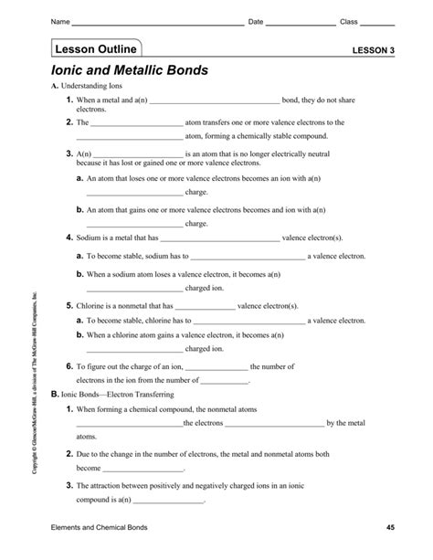 Chapter 7 Ionic Metallic Bonding Test A Answers Epub