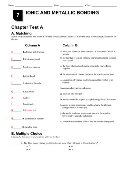 Chapter 7 Ionic Metallic Bonding Work Answers Kindle Editon