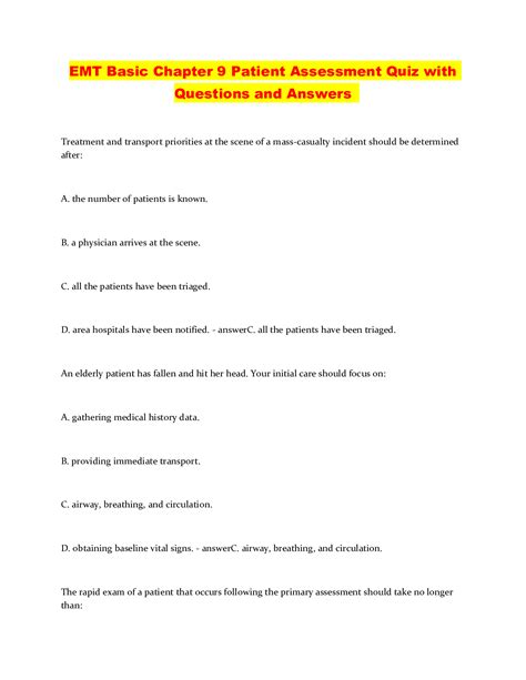 Chapter 8 Emt Quiz Answers PDF