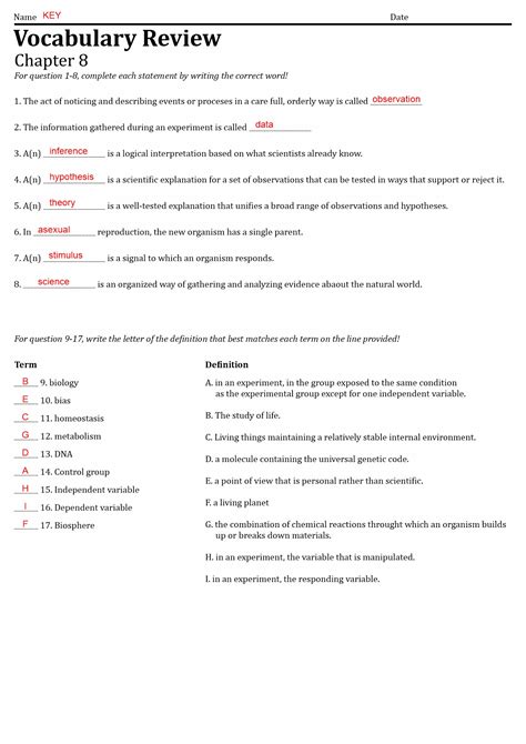 Chapter 8 Vocabulary Biology Answers Kindle Editon