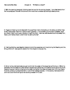 Chapter 9 Lord Of The Flies Questions Answers PDF