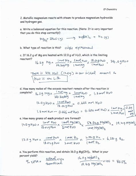 Chapter 9 Review Stoichiometry Worksheet Answers PDF