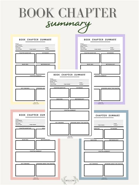 Chapter Book Summary Template