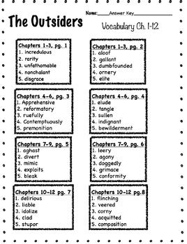 Chapter Vocabulary For The Outsiders With Answers Kindle Editon