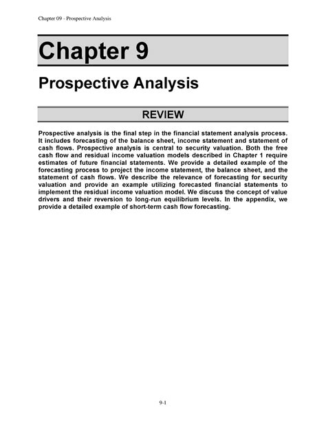 Chapter9 Prospective Analysis Solution Doc