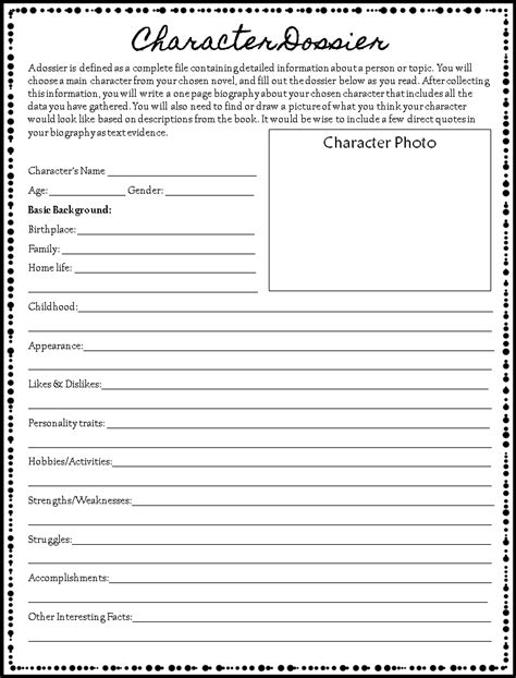 Character Dossier Template