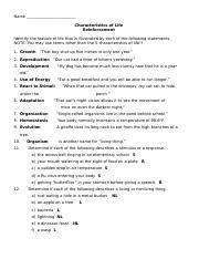 Characteristics Of Life Reinforcement Worksheet Answers Kindle Editon