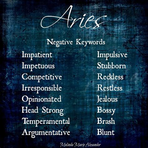 Characteristics of Aries