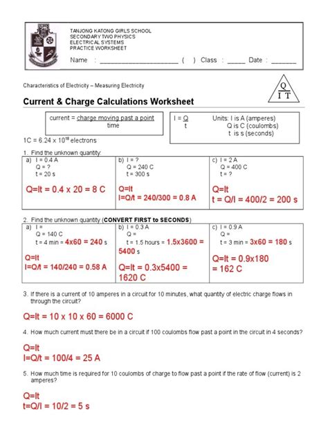 Charge Worksheet Answers Kindle Editon