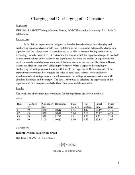 Charging and Discharging of Capacitor Experiment Report PDF