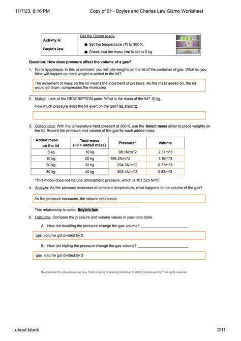 Charles And Boyles Law Gizmo Answer Key Epub