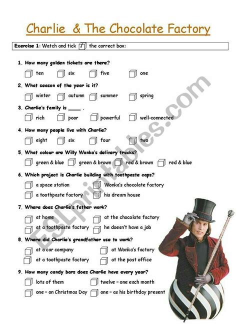 Charlie And The Chocolate Factory Worksheets Free Printable