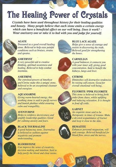 Chart of Healing Crystals: Unveil the Vibrational Power of Nature's Remedies