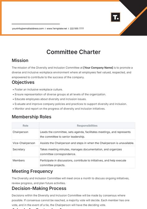 Charter Template For A Committee