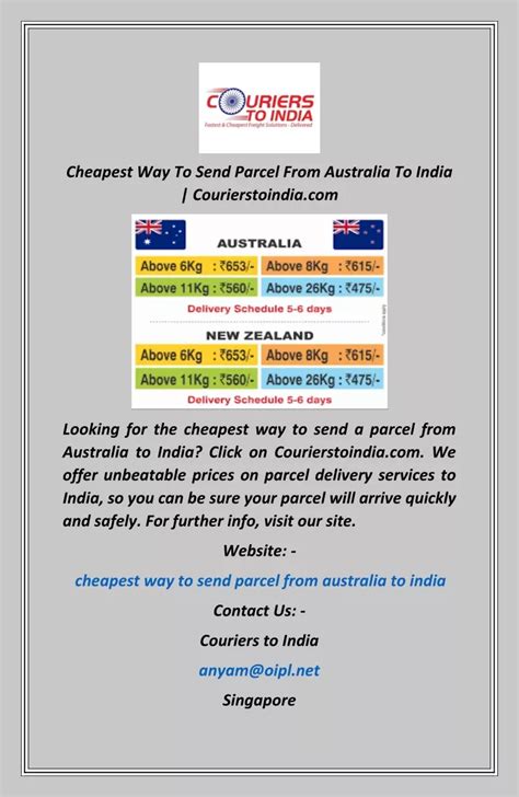 Cheapest Way to Send a Parcel from Singapore to Australia (Under 50 Characters)