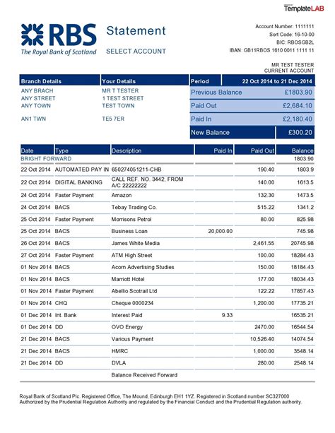 Check Account Statement: