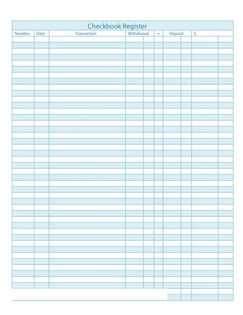Checking Account Register Template