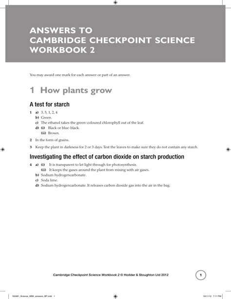 Checkpoint Science 2 Paper Answers Reader