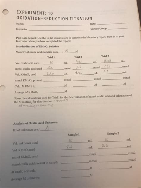 Chemfax Lab Answers Oxidation Reduction Titrations Doc