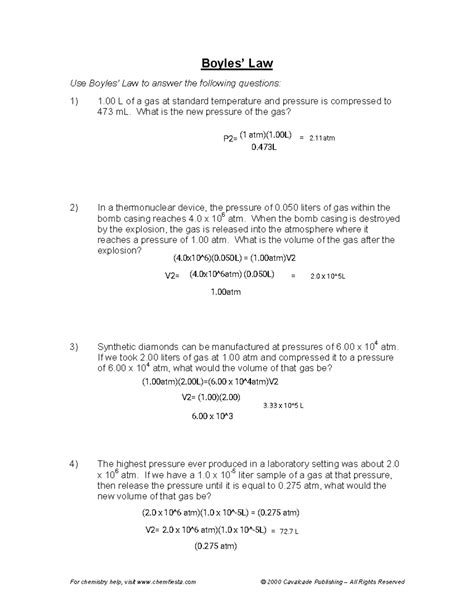 Chemfiesta Answers Boyle39s Law PDF