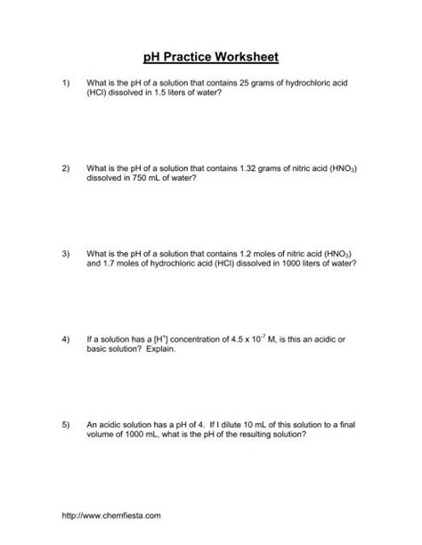 Chemfiesta Ph Practice Answers Doc